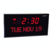 Ivation Big Oversized Digital Blue LED Calendar Clock with Day and Date - Shelf or Wall Mount (22 inches - Red LED)