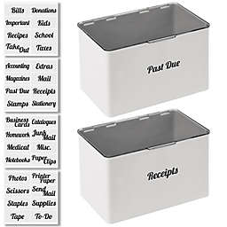 mDesign Plastic Stackable Home, Office Storage Box, 2 Pack + 32 Labels
