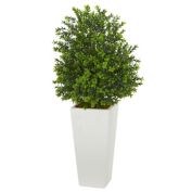 Nearly Natural Sweet Grass Artificial Plant in White Tower Planter (Indoor/Outdoor)