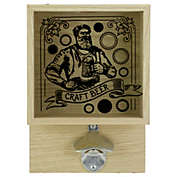 Koopman International 10.25" Wood and Glass &#39;Craft Beer&#39; Bottle Opener with Storage Box