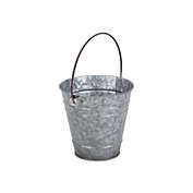 Contemporary Home Living 9" Gray Galvanized Tapered Pot with Folding Handle