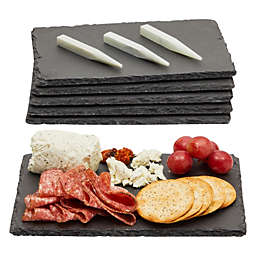 Juvale Set of 6 Mini Slate Charcuterie Boards with Chalk, Individual Stone Plates for Cheese, Meat, Appetizers (6 x 9 In)