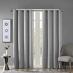 JLA Home SunSmart Maya Blackout Single Curtain Patio Window, Textured Heatherd Print, Grommet Top Living Room Decor Thermal Insulated Light Blocking Drape for Bedroom and Apartments, 50x84, Grey