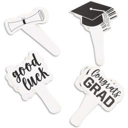 Blue Panda 100 Pack Mini Cupcake Toppers for Graduation Party Decorations, 4 Designs (3 x 2 in)