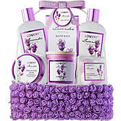 Lovery Lavender Body Care Gift Set, Handmade Self Care Kit, 15 Piece