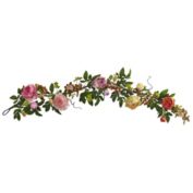 Nearly Natural 5' x 5" Pink and Red Artificial Spring Floral Garland - Unlit