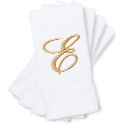 Monogrammed Fingertip Towels 11 x 18 in, Set of 4 Letter U Embroidered Gift