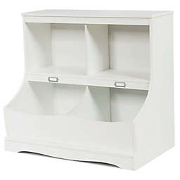 Slickblue Kids Floor Cabinet Multi-Functional Bookcase -White