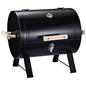 Outsunny 20" Mini Small Smoker Charcoal Grill Side Fire Box, Portable Outdoor Camping Barbecue Grill with Wooden Handles
