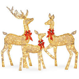 Best Choice Products 3-Piece Lighted Christmas Deer Set with 360 LED Lights in Gold