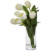 HomPlanti Tulip Artificial Arrangement in Cylinder Vase