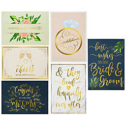 Juvale 24 Pack Wedding Cards Assortment Set with Envelopes, Best Wishes, Engagement Congratulations, Blank Inside (6 Designs, 5x7 In)