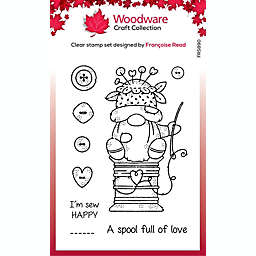 Woodware Craft Collection Woodware Clear Singles Sewing Gnome 4 in x 6 in Stamp