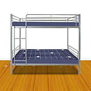 Infinity Merch Twin Size Iron Bed Bunk with Ladder in Gray