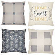 Farmlyn Creek 18x18 Farmhouse Throw Pillow Covers, Home Sweet Home (Grey, 4 Pack)