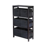 Winsome Capri 3-Section Modern Design Storage Shelf with 6 Fabric Baskets