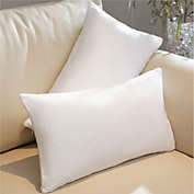 Cheer Collection - Set of 2 Hollow Fiber Filled Lumbar Couch Pillows, 12" x 20" -  White