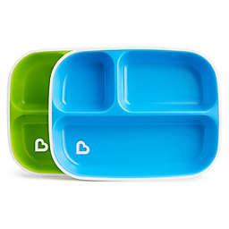 Munchkin Splash Toddler Divided Plates, Blue/Green, 2 Pack