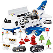 PopFun Airplane Toy with 6 Die-cast Police Toy Cars
