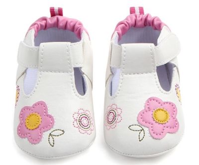 ENARI Baby Girl Crib Shoes 12-18 Months White leather
