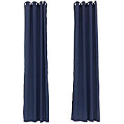 Sunnydaze Contemporary Styles Indoor/Outdoor Light Filtering Curtain Panels with Grommet Top - Blue - 52" x 120" - 2pc