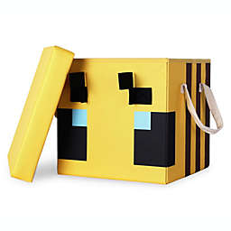 Minecraft Bee 15-Inch Storage Bin Chest With Lid   Foldable Fabric Basket Container, Cube Organizer With Handles, Cubby Closet Organizer   Video Game Gifts And Collectibles