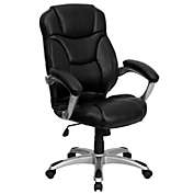 Flash Furniture Jessie High Back Black LeatherSoft Contemporary Executive Swivel Ergonomic Office Chair with Silver Nylon Base and Arms