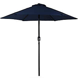 Sunnydaze Outdoor Aluminum Patio Table Umbrella with Polyester Canopy and Tilt and Crank Shade Control - 7.5' - Blue