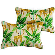 Outdoor Living and Style Set of 2 Yellow and Green Corded Indoor and Outdoor Lumbar Pillow, 20"