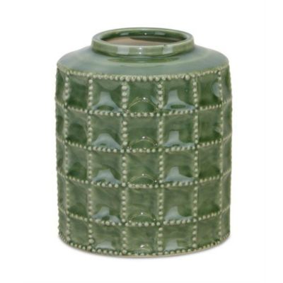 Melrose 6.75" Green Geometric Patterned Planter Vase