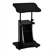 Costway Sit-to-Stand Laptop Desk Cart Height Adjustable with Storage-Black