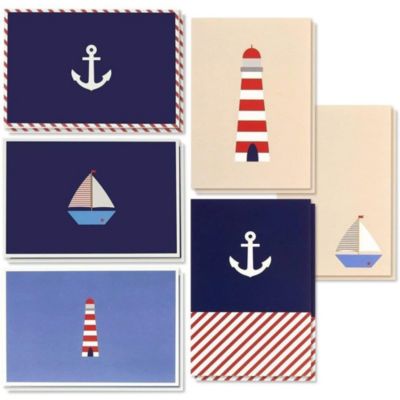 Nautical Anchor 16-Count Office Papyrus Boxed Blank Cards With Envelopes 
