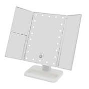 Unique Bargains Tri-Fold Makeup Vanity Mirror with Lights, 1x/2x/3x Magnification and Touch Screen Adjustable Lighted Makeup Mirror, Trifold Makeup Mirror, White
