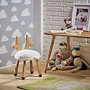 Contemporary Home Living 20" White and Brown Contemporary Children&#39;s Gazelle Stool