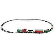 Northlight 16 Pc Silver and Red Battery Operated Lighted and Animated Christmas Holiday Train Set with Sound
