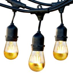 Ambience Gold Hanging String Lights - S14, 2W, 48 Ft, 300K