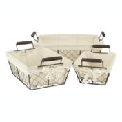 Cheungs Home Decorative Set of 3 Rectangular Lined Wire Tray with 2 Ears