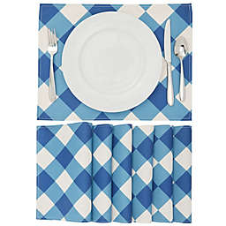 Farmlyn Creek Blue and White Buffalo Plaid Placemats Set of 6 for Dining Table (12.75 x 16.75 In)