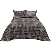 PiccoCasa Simplicity Quilt Coverlet Set Elegant Bedspread Bedding Quilt Set All Season, 3pcs Quilt Bedspread Set Geometric Modern Pattern with 2 Shams Queen