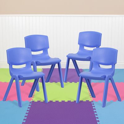 Flash Furniture 5 Pk Blue Plastic Stackable School Chair with 15.5 Seat Height 