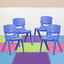 Flash Furniture 4 Pack Blue Plastic Stackable School Chair with 15.5'' Seat Height