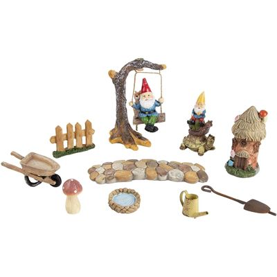 Juvale Mini Fairy Garden Gnome Village, Garden Decorations (10 Piece Set)
