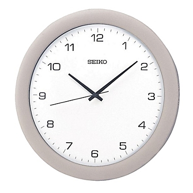 Seiko 12" Stylish Brushed Silver Metal Quiet Sweep Wall Clock. View a larger version of this product image.