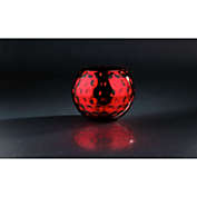 CC Home Furnishings 6.5" Red Bubble Bowl Glass Vases Tabletop Decors