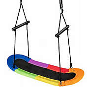 Costway-CA Saucer Tree Swing Surf Kids Outdoor Adjustable Oval Platform Set with Handle-Color