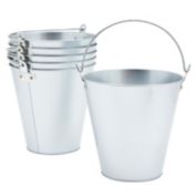Juvale 6 Pack Tin Buckets for Party, 7 inch Galvanized Metal Pails for Ice, Beer, Wine, Champagne, Table Centerpieces
