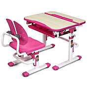 Slickblue Height Adjustable Kids Study Desk and Chair Set-Pink