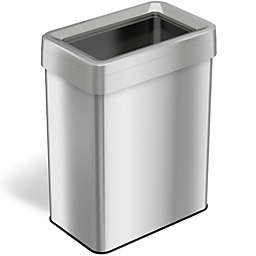 iTouchless Stainless Steel Rectangular Open Top Trash Can with Dual AbsorbX Odor Filters 18 Gallon Silver
