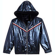 Tommy Hilfiger Little Girl&#39;s Hooded Metallic Jacket with Faux Fur Trim Blue Size 56