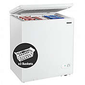 Costway 5.2 Cu.ft Chest Freezer Upright Single Door Refrigerator with 3 Baskets-White